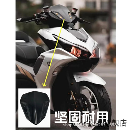 A motorcycle front windshield