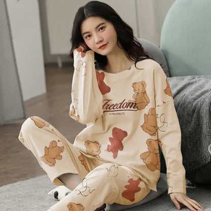 A large number of wholesale pajamas women's spring and autumn long-sleeved autumn and winter loungewear women's large size simple loose suit outer wear - Mixbatch