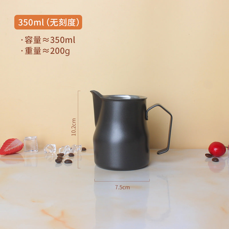A 304 stainless steel pointed mouth latte cup with graduated coffee latte tank milk foam cup 350/600/900ml