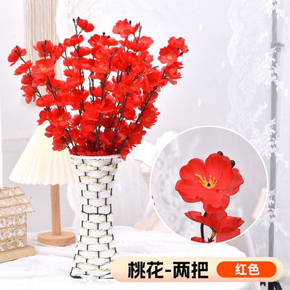 A Simulation Cherry Blossom Branch Cherry Blossom Tree Plastic Peach Blossom Arrangement Wedding Ceiling Decoration Indoor Home Tabletop Ornament