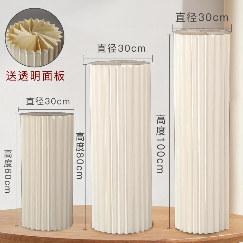 A Dessert Table Display Stand Wedding Folding Cylinder Paper Roman Column Folding Ornament Shopping Mall Window Birthday Party Arrangement