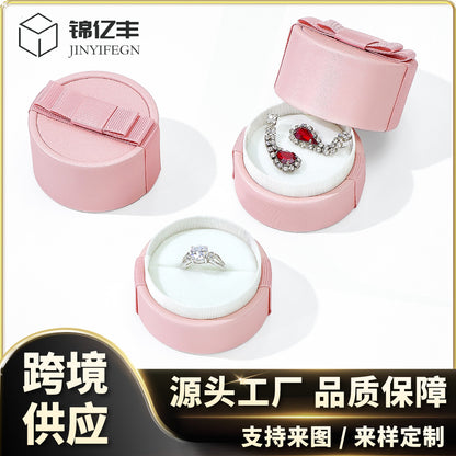 A Round Ribbon Bow Jewelry Box