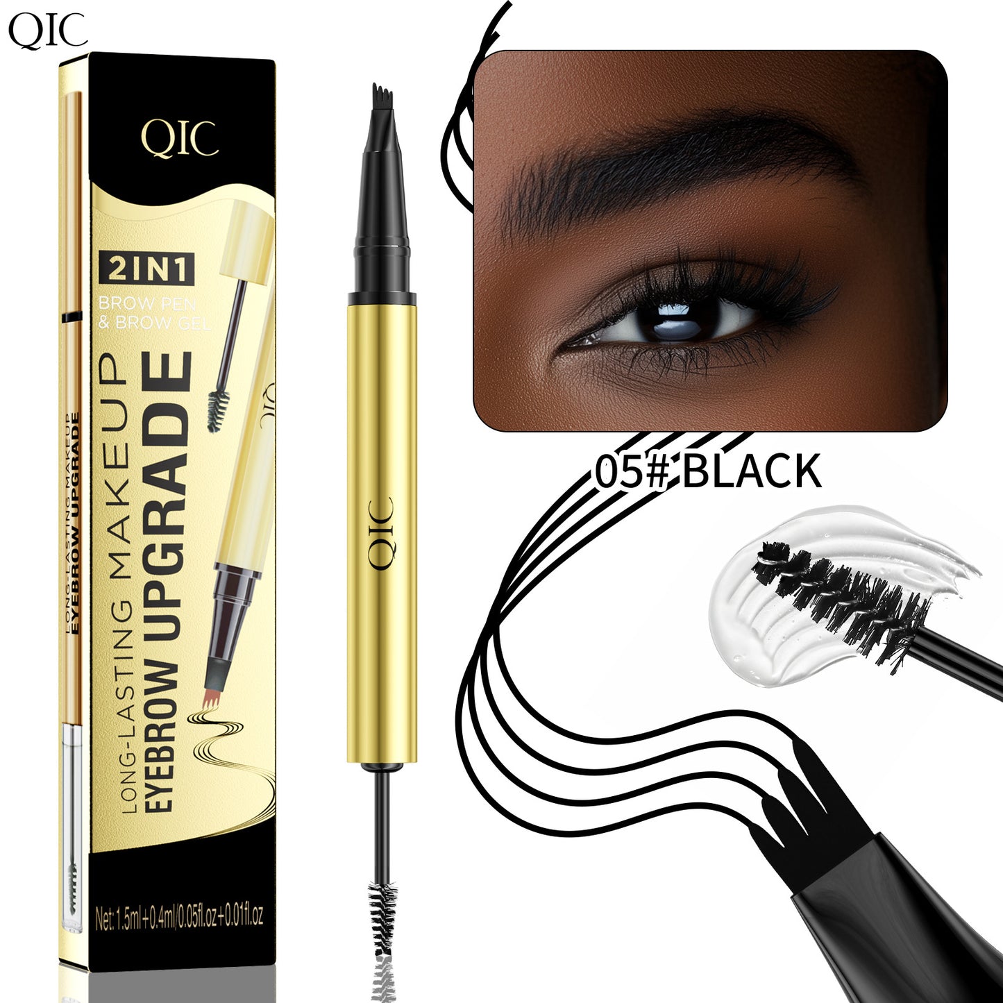 A liquid eyebrow pencil eyebrow glue 2in1 waterproof and sweat-proof