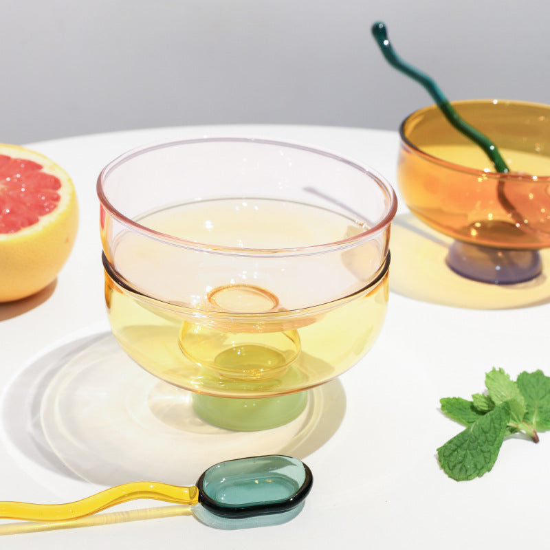 A Household heat-resistant transparent glass bowl, baked egg-beating instant noodle salad bowl, thickened large-capacity Japanese noodle poon soup bowl