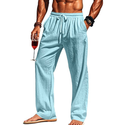 A Men's cotton and linen breathable trousers
