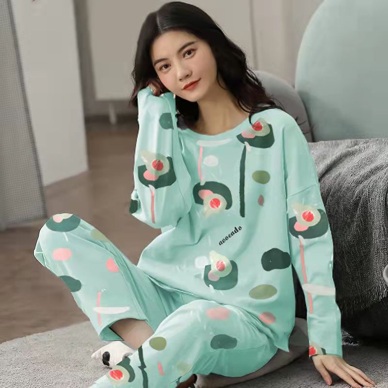 A large number of wholesale pajamas women's spring and autumn long-sleeved autumn and winter loungewear women's large size simple loose suit outer wear - Mixbatch