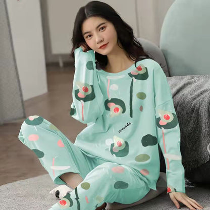 A large number of wholesale pajamas women's spring and autumn long-sleeved autumn and winter loungewear women's large size simple loose suit outer wear - Mixbatch