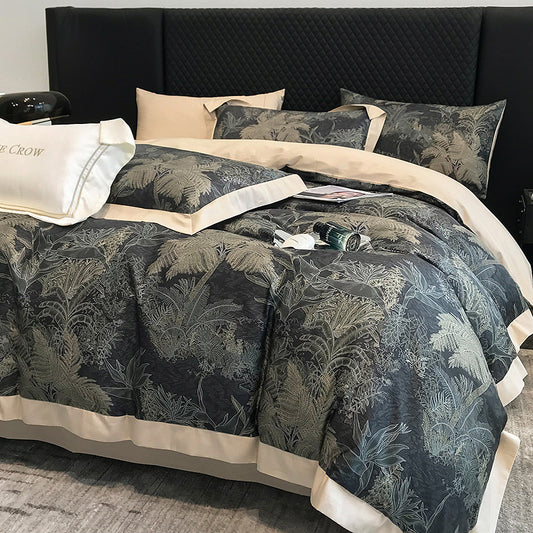 American luxury 200-piece long-staple cotton four-piece high-quality cotton cotton sheets quilt cover master bedroom 4 bedding 3.0kg - Mixbatch