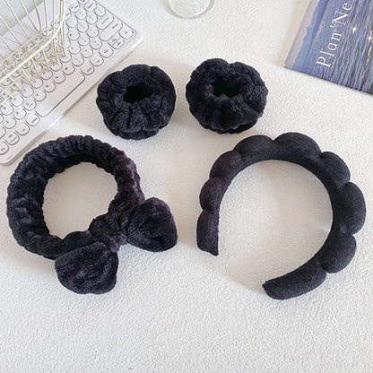 A Bow hair band, wash makeup, mask, cloud headband set, tie hair high cranial top
