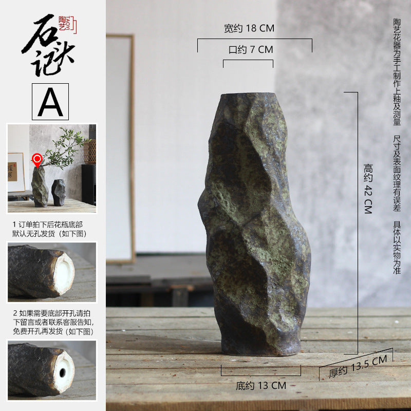A retro creative ceramic vase special-shaped pottery pot dry branch wabi sanfeng B & B soft decoration hydroponic flower jar flower utensils