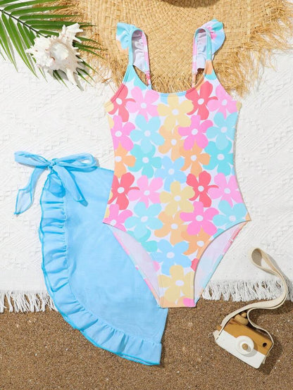A children's one-piece swimsuit fresh flower girl Korean version - Mixbatch
