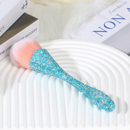 A new diamond-encrusted small waist loose powder makeup brush, oversized single soft-bristled nail brush, blush brush, beauty tool. - Mixbatch