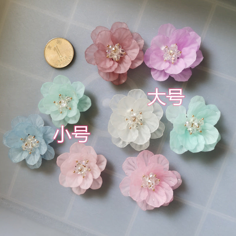 A Double flower, headgear, hairpin, acrylic dyed matte multi-petaled flower S066 hand-sewn flower, jewelry accessories - Mixbatch