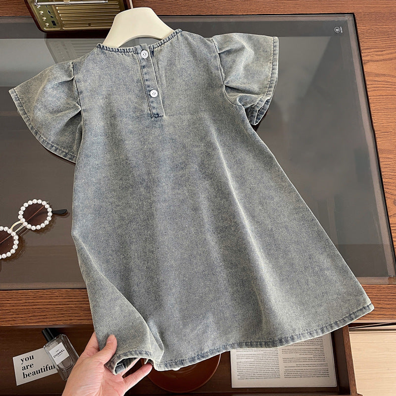 A new children's foreign soft denim skirt little girl fashionable princess skirt - Mixbatch