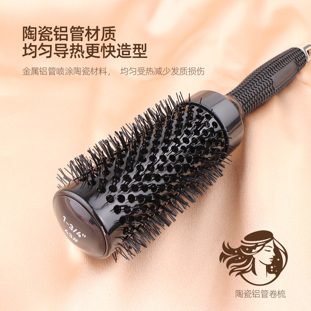 A Non-slip Rubber Handle Ceramic Curling Comb