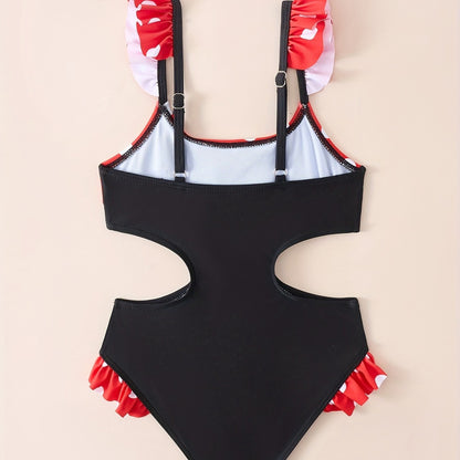 A new girls swimsuit ruffle leaf edge fish scale pattern - Mixbatch