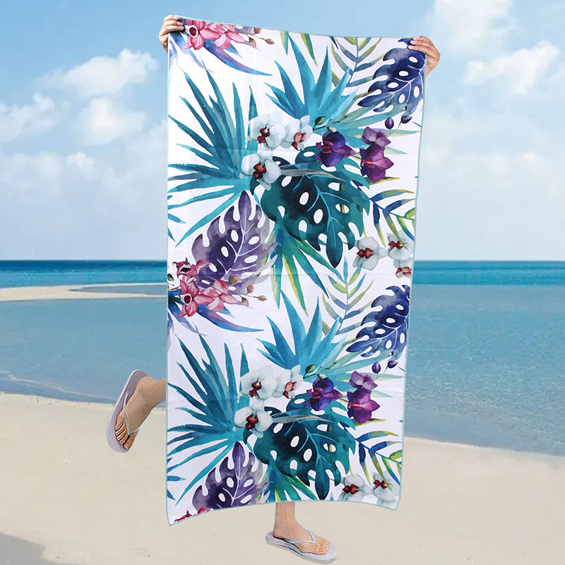 A microfiber double-sided velvet beach towel