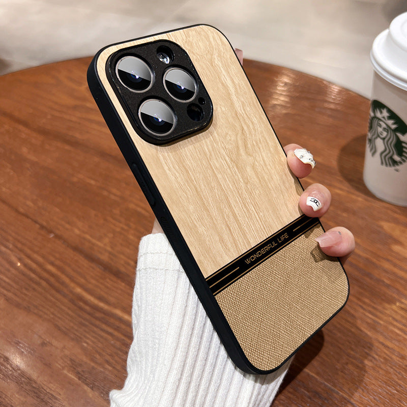 A wood grain mobile phone case