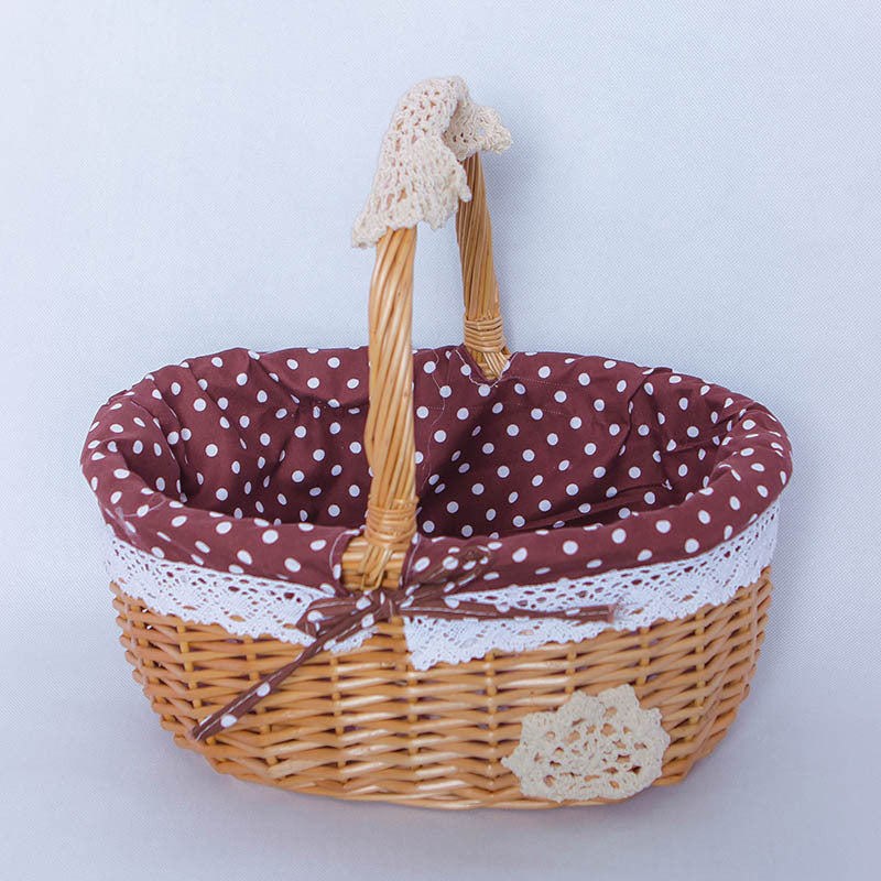 A Portable rattan storage basket Outdoor willow picnic basket Sundries storage ins Wind gift basket Rattan woven basket