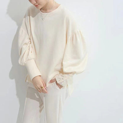 A casual top with long sleeves