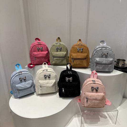 A Bow Casual Fashion Korean Edition Large Capacity College Style Girls Light Small Travel Back Shoulder Backpack Women