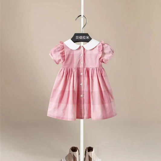 A summer new doll collar baby skirt medium children fashion foreign style girl princess skirt - Mixbatch