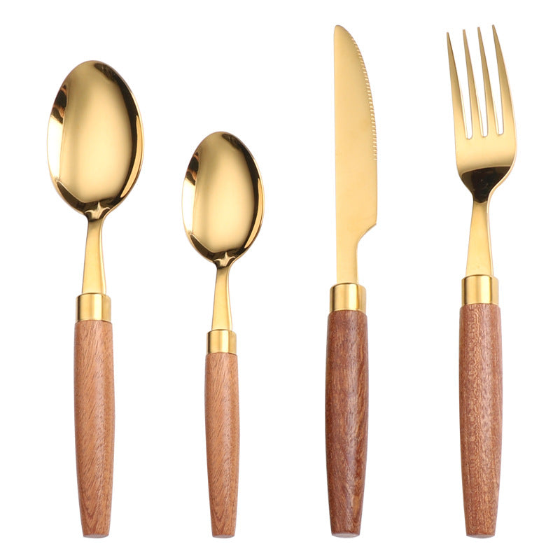 A304 stainless steel knife, fork and spoon sapili wooden handle