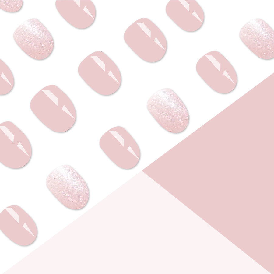 A short glossy oval nail, European, American cross-border foreign trade flash, light skin glitter, removable and wearable nail patch 24 pieces - Mixbatch