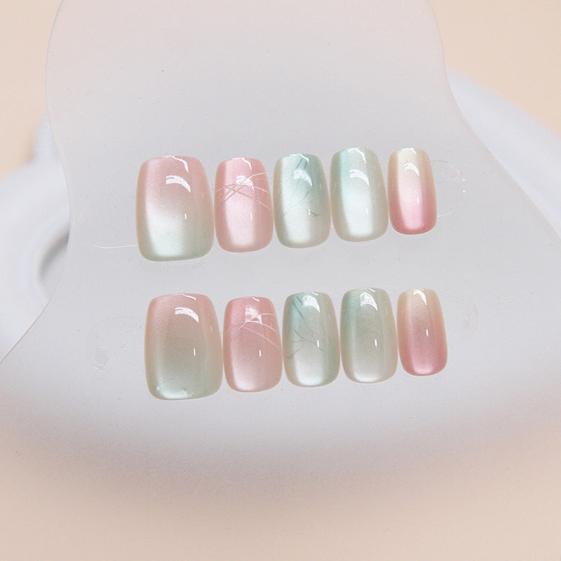 A Ice Through Cat's Eye Wearing Nail ins Wind Nail Art Patch Nail Patch Short Ballet Small Short T Prefabricated Nail 30 Pieces - Mixbatch