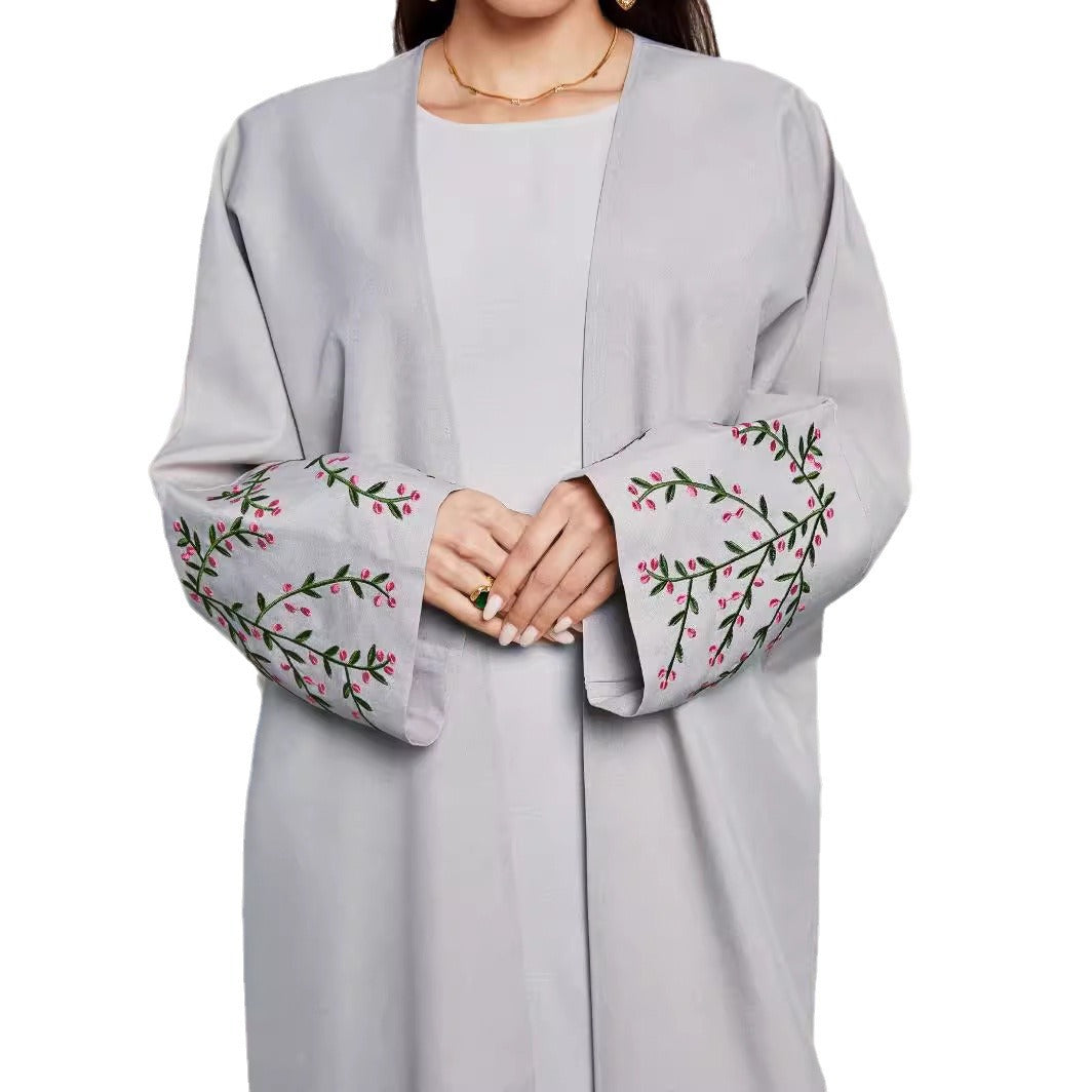 New Muslim Embroidered Middle Eastern Clothing Fashion Elegant Cardigan Embroidered Dress Robe Spot - Mixbatch