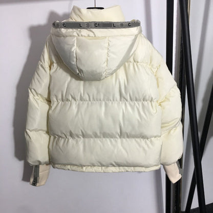 A Xiaoxiang logo embroidered letter webbing splicing fashionable loose long-sleeved hooded cotton jacket