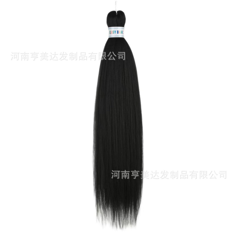 A EZ Color 26inch Women Chemical Fiber Long Straight Hair Large Easy Braided Hair Low Temperature Silk Long Straight Hair Wig - Mixbatch
