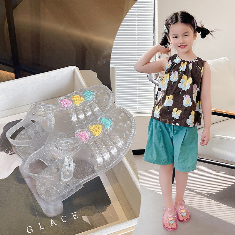 A girl open toe crystal shoes baby foreign style princess shoes - Mixbatch