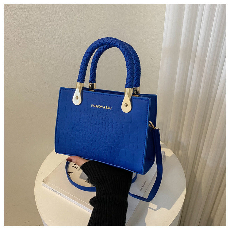 A Fashion Small Square Bag Women's Stone Pattern Woven Shoulder Crossbody Casual Women's Bag Approved - Mixbatch