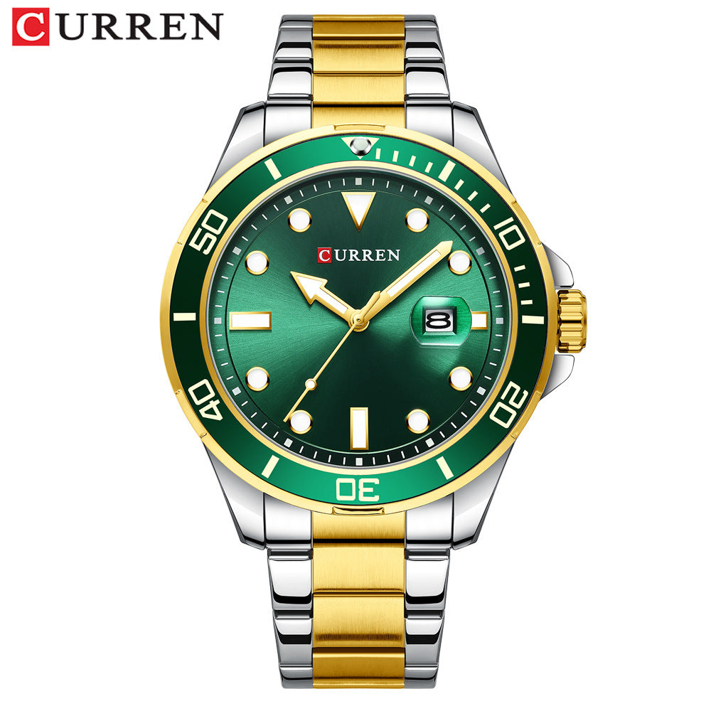 A Curren/Carrion 8388 Men's Watch, Waterproof Quartz Steel Strap Watch, Calendar Quartz watches