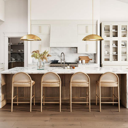 A solid wood rattan chair