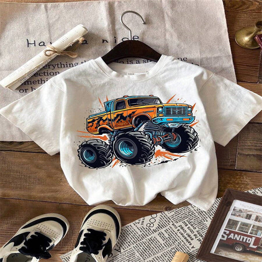 A Cross-border European and American pure cotton men's and women's children's clothing summer round neck short-sleeved t-shirt printed 100% COTTON - Mixbatch