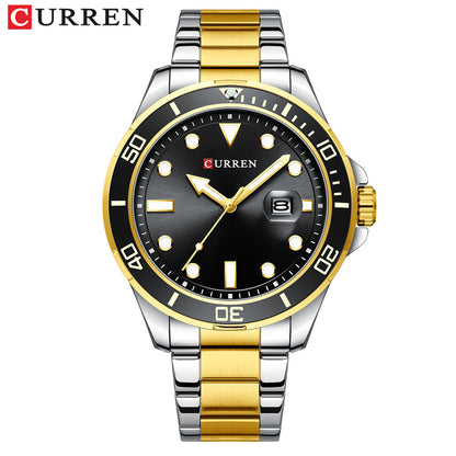 A Curren/Carrion 8388 Men's Watch, Waterproof Quartz Steel Strap Watch, Calendar Quartz watches
