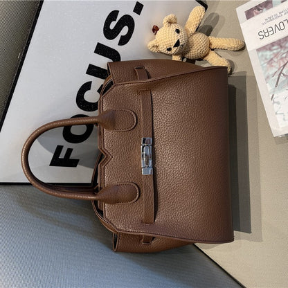 A simple premium platinum bag texture handbag large capacity Kelly bag women's new trendy fashion shoulder messenger bag