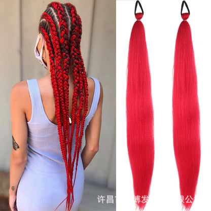 A child girl rubber band ponytail wig box braids colorful elastic rope braids ponytail wig hair extensions braids - Mixbatch