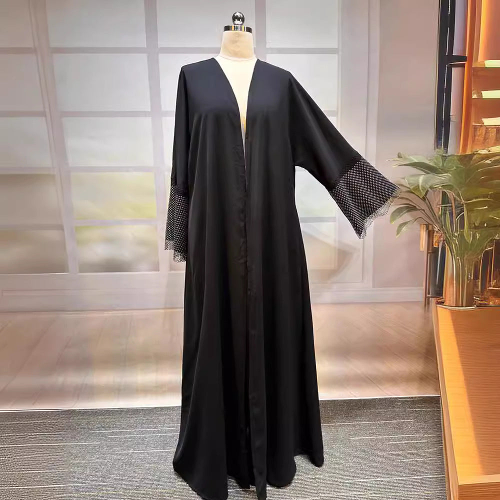 New Middle Eastern Muslim Dubai Clothing Fashion Elegant Cardigan Hot Diamond Dress Robe - Mixbatch