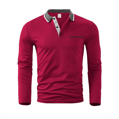 A European and American cross-border men's polo shirt fashion lapel golf wear men's sports long-sleeved POLO shirt wholesale