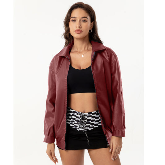 A women's leather jacket
