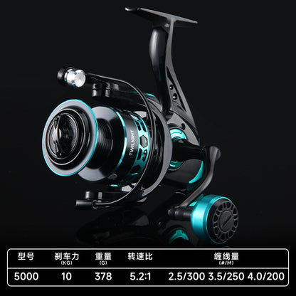 بكرة صيد معدنية سوداء بالكامل، بكرة صيد صغيرة، بكرة صيد لقصبة الصيد البحرية، بكرة صيد كبيرة DK (سمكة وزنها 16 كجم)