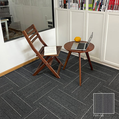 A Office  Building Meeting Room Fire Resistant Dirt Resistant Flame Retardant Environmental Protection Grey Striped Square Splicing B1 Fire Carpet