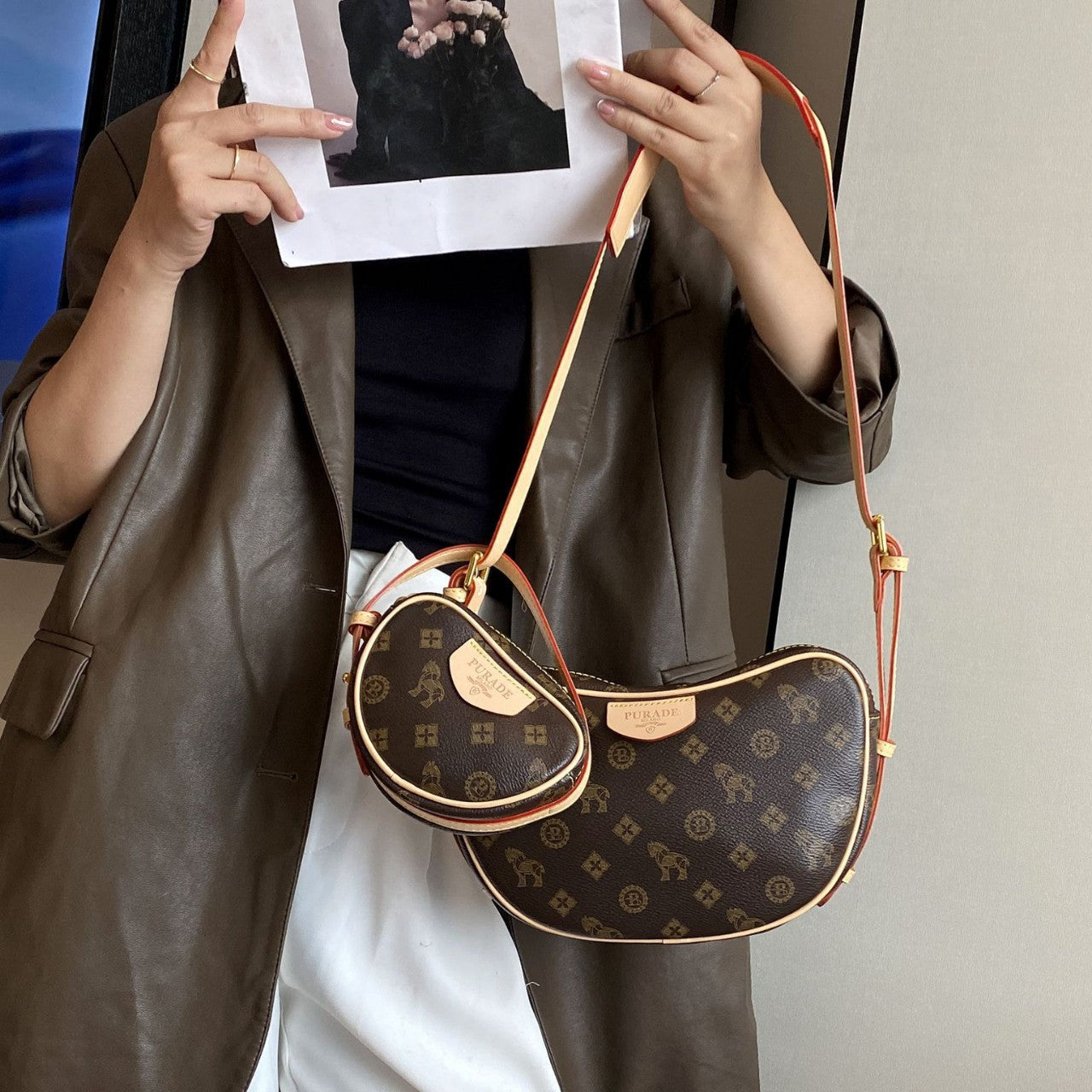 A new pea bag, high-quality texture mother bag, light luxury retro fashion shoulder messenger bag