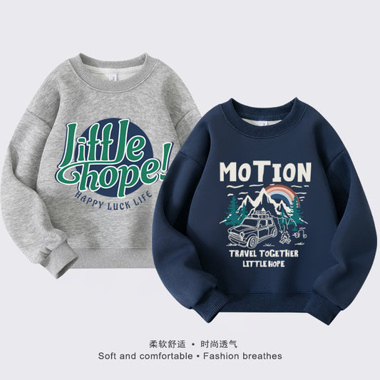 A children's crew neck sweater