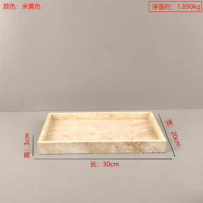 صينية زخرفية دائرية الشكل مصنوعة من رخام الترافرتين 