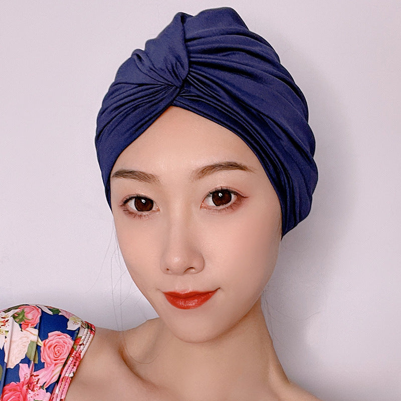 A korean new swim cap women's long hair fashion adult beach hat oversized bula head ladies hot spring swimming cap