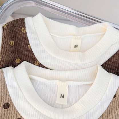 A spring and autumn baby girl foreign princess dress little girl fake two new polka dot fashionable skirt